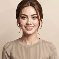 Low Poly Woman Portrait Art AI Photo Editing Prompt. AI generated digital illustration of a smiling woman in a geometric low-poly art style wearing a beige ribbed sweater.