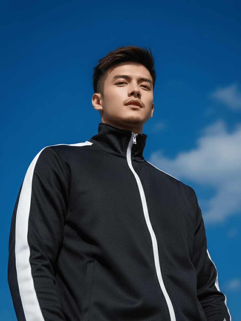 Confident man in blue sky