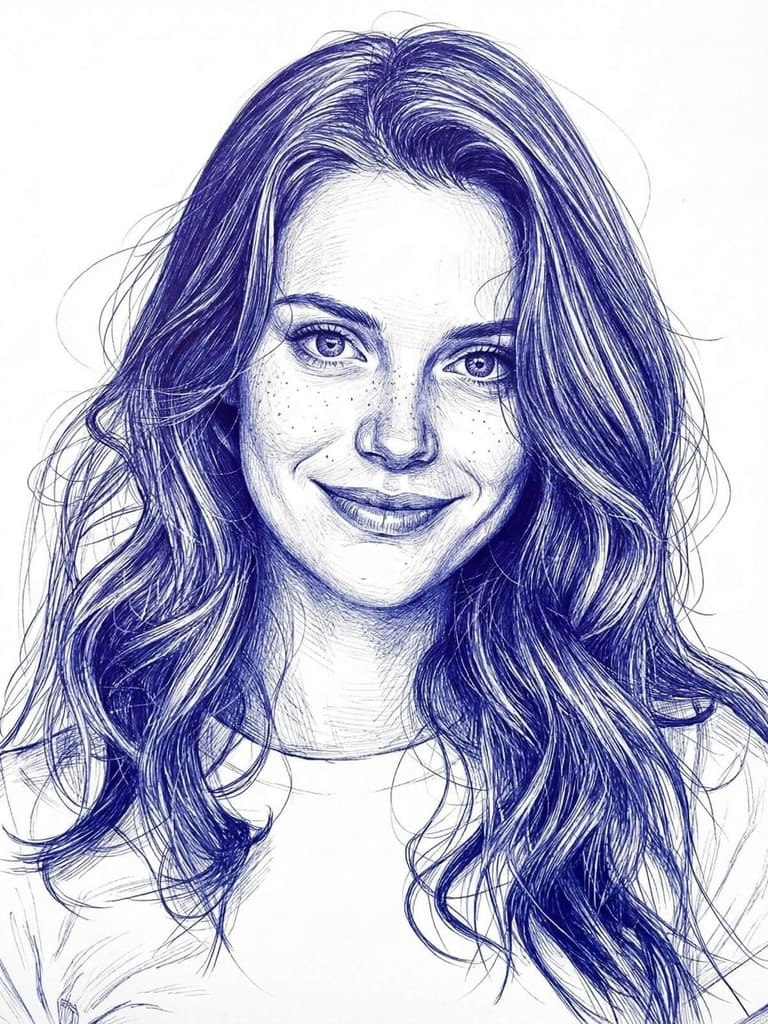Blue Ballpoint Portrait