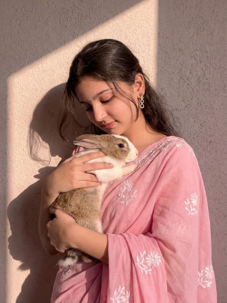 Rabbit and girl