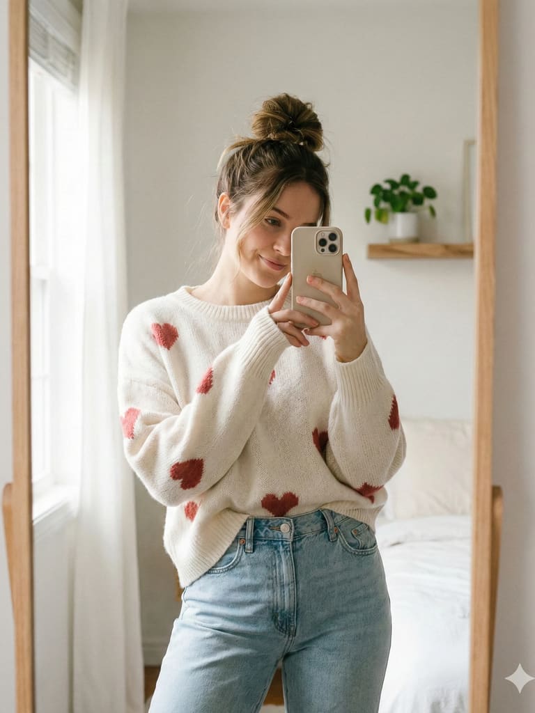 Cozy Morning Mirror Selfie
