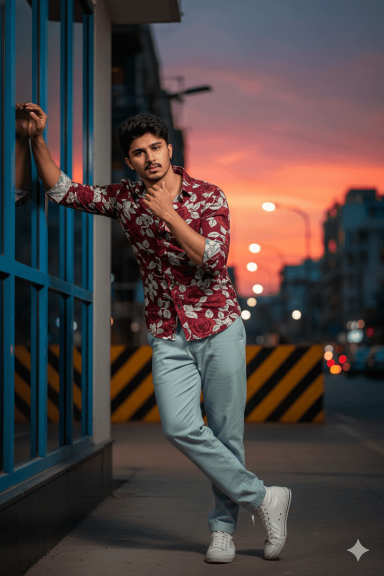 Urban street stylish young man